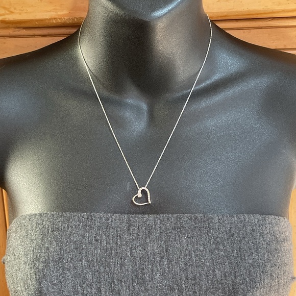 Solid Stamped 14K 585 White Gold Natural Diamond Pendant Necklace - Picture 7 of 12